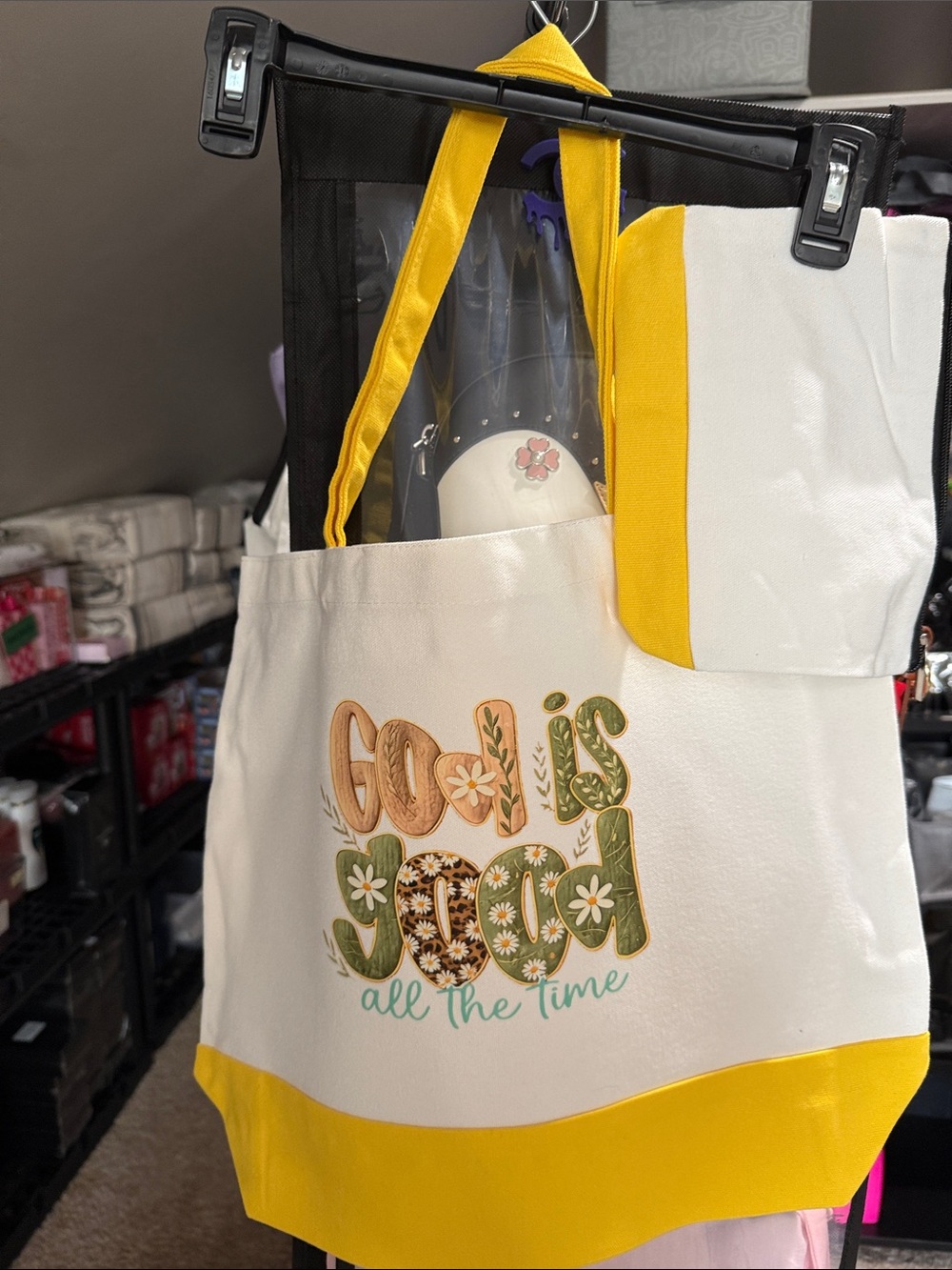 God Is Good All The Time Yellow & White Tote Bag